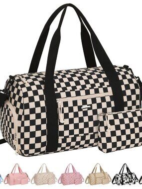Gym Bag for Women, 17.5 inch Sports Duffle Bag with Shoe Compartment